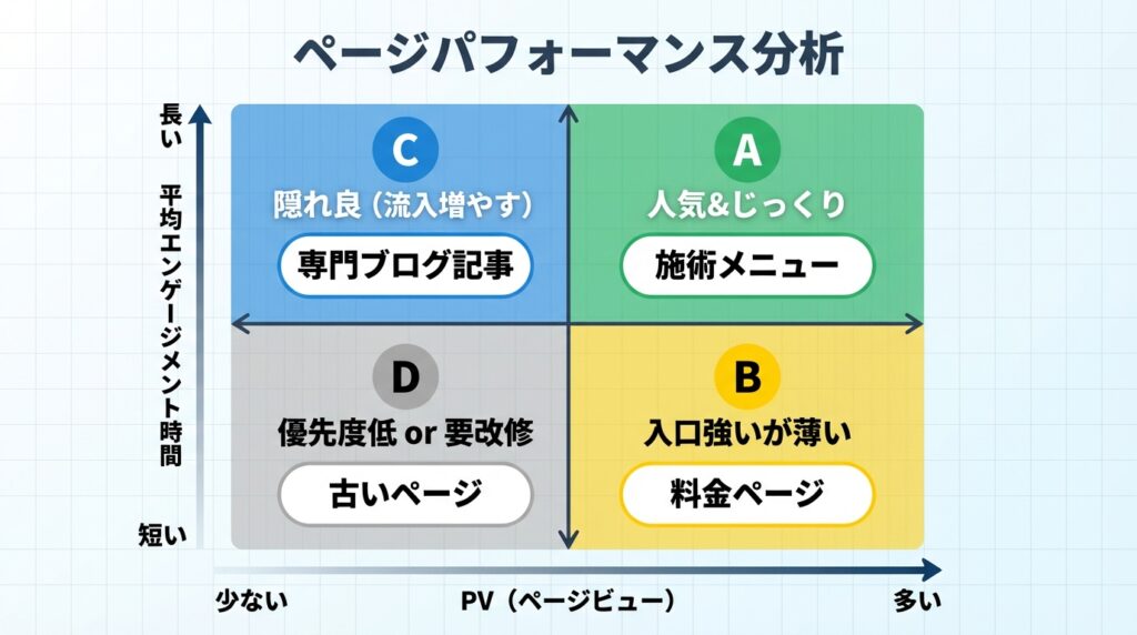 エンゲージメントの2軸4象限の分析図