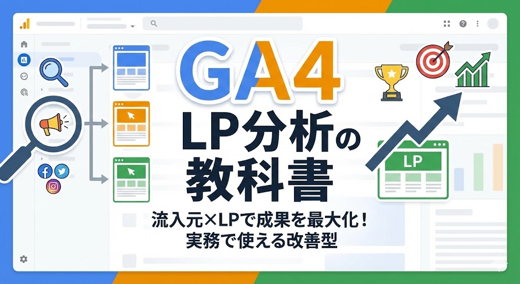 GA4を用いた流入元別LP分析と改善をテーマにした記事のアイキャッチ画像